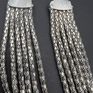 Vintage Silver Tone Multi -Strand Statement Necklace 30” Chain 19” Drop